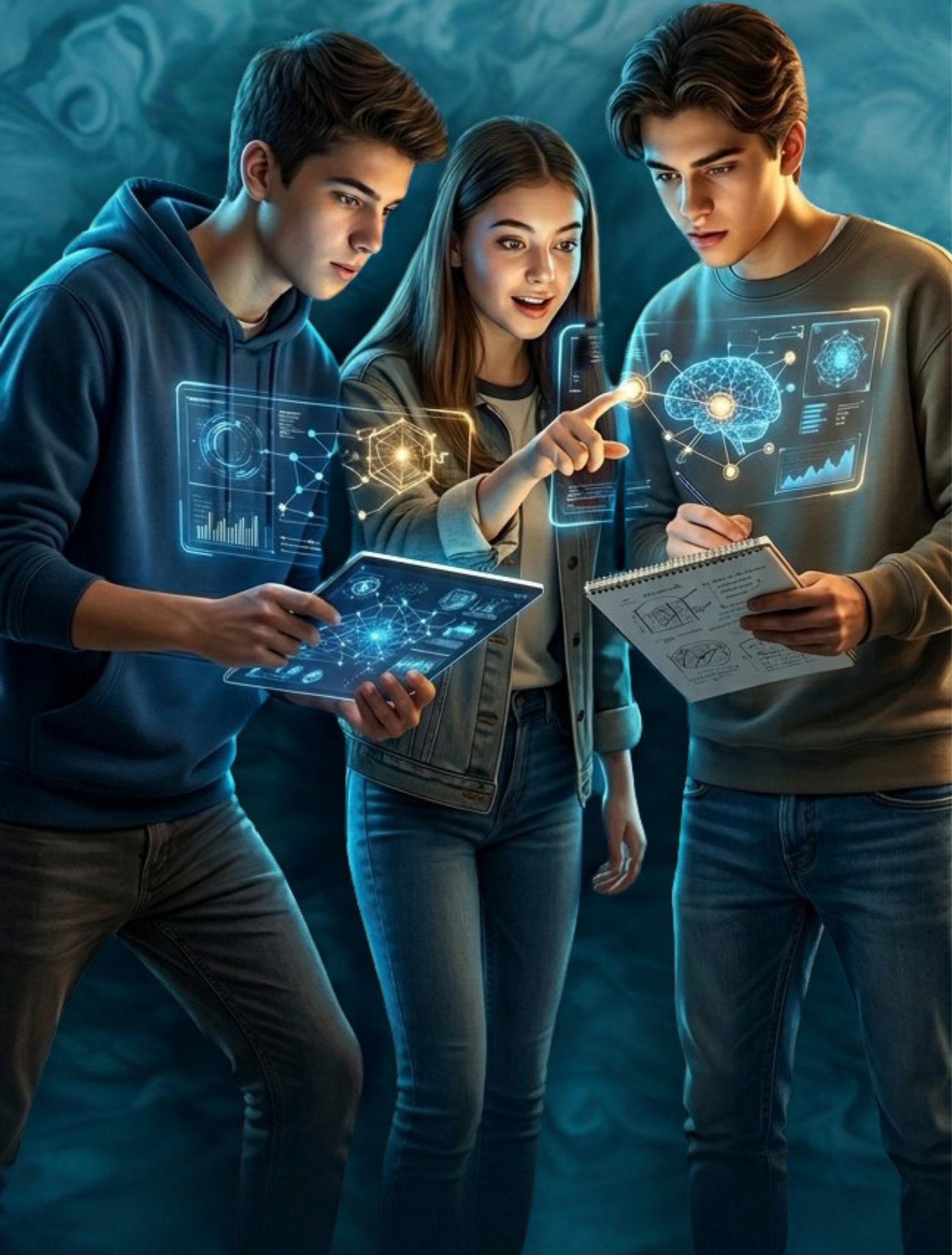 Elevi explorând instrumente de inteligență artificială